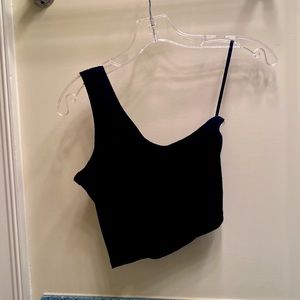 Cropped Black One Shoulder Top